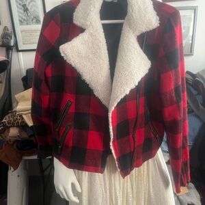 CB Casual Red and Black Teddy Jacket